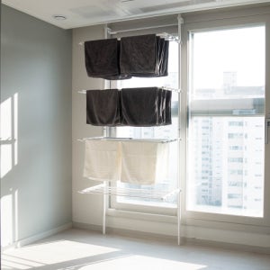 빨래건조대 무타공 창틀행거 창문에 붙이는 4단