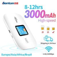 Benton 잠금 해제 3G4G Lte 라우터 한국 무선 와이파이 휴대용 Mifi 모뎀 미니 포켓 타입 C 충전기 150 Mbps KT SK Sim 카드 3000mah 야외 핫스팟