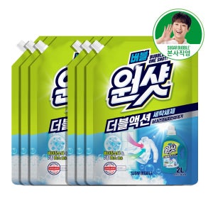 슈가버블 버블원샷 실내건조 세탁세제 더블액션 리필 2L, 6개