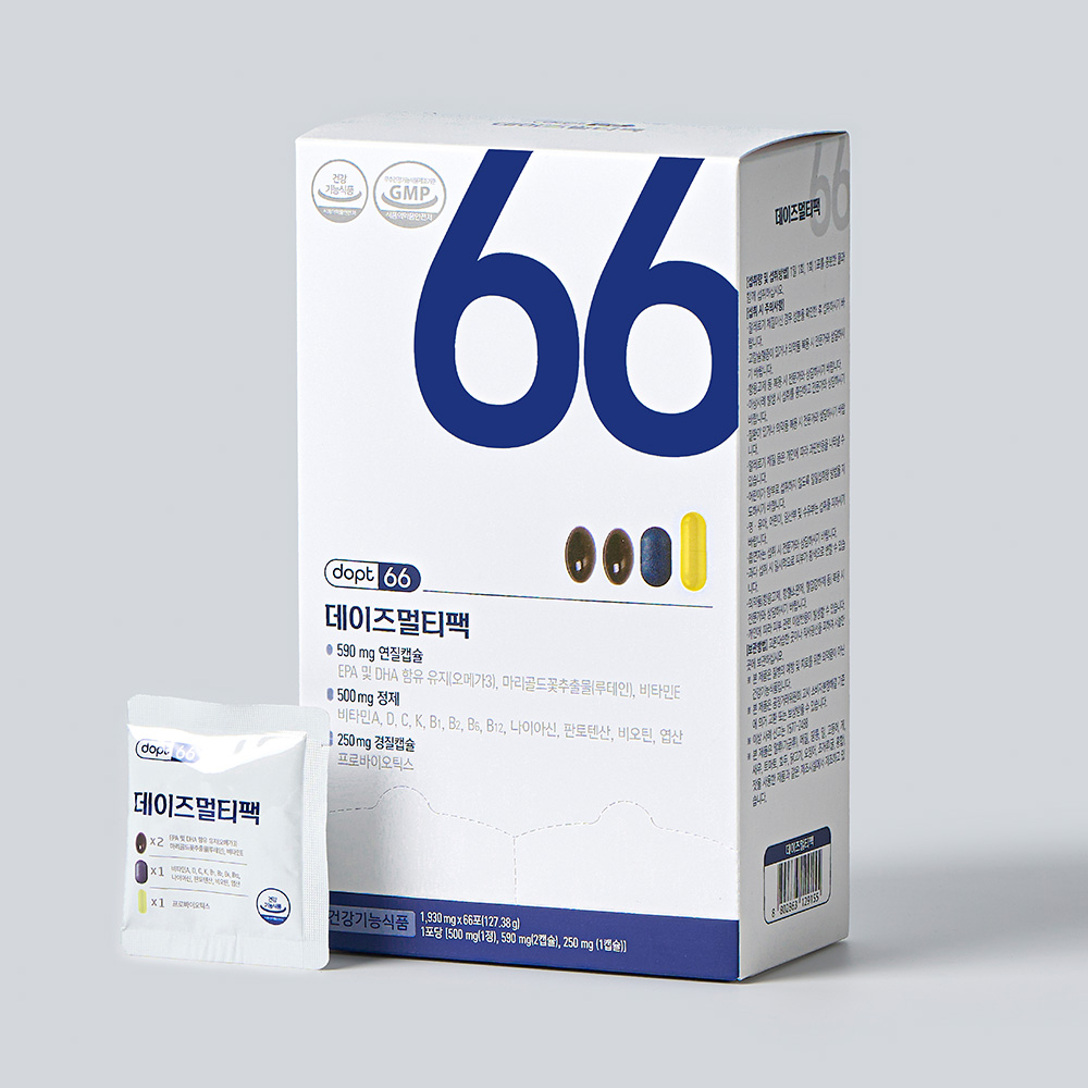 [도착보장] 데이즈멀티팩 하루한포 <b>올인원</b>영양제 남성 <b>여성</b> 종합비타민 66포, 1개