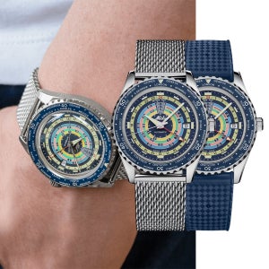 (7종 선물) 미도 오션스타 디컴프레션 월드타이머 에디션 블루 우레탄 메탈시계 백화점AS