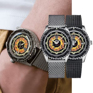 (7종 선물) 미도 오션스타 디컴프레션 월드타이머 에디션 블랙 우레탄 메탈시계 백화점AS