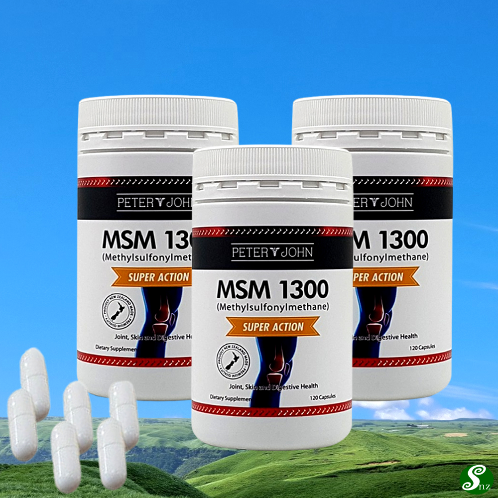 피터앤존 뉴질랜드 MSM 1300 식이유황 120캡슐, 3개