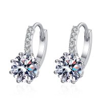 모이사나이트 2캐럿 8프롱 원터치 귀걸이 moissanite earrings 실버 925