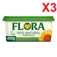 [영국발송] 450G 3개 플로라 비건 올 네추럴 스프레드 식물성오일 마가린 Flora Vegan All Natural Spread