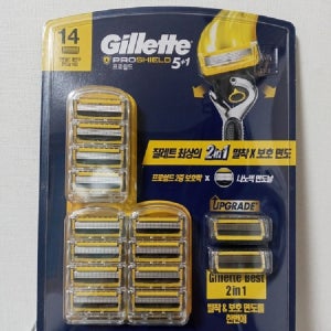질레트 퓨전 프로쉴드 매뉴얼 옐로우 면도날 14개입
