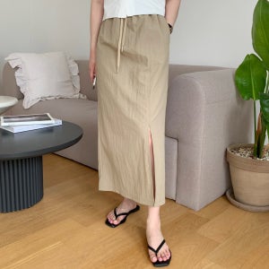 슬릿 바스락 스커트 밴딩 여름 롱스커트 검정 치마 베이지 아이보리