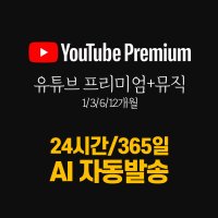 (24시간 1초 자동발송) 유튜브 프리미엄 + 뮤직 1개월 3개월 6개월 12개월 YouTube Premium YouTube Music