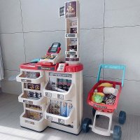 슈퍼마켓 마트 놀이 세트 계산대 장난감 아기 쇼핑카트