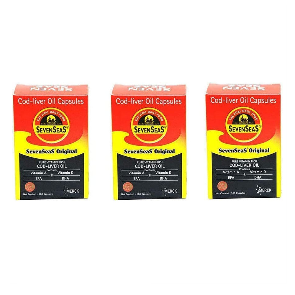 Seven Seas Cod Liver Oil 세븐시즈 코드<b>리버</b> 오일 퓨어 비타민 <b>리치</b> 100정 3개