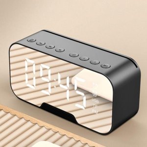 유용한 알람 시계 더블 혼 라디오 크리에이티브 소음 감소 휴대용 블루투스 스피커