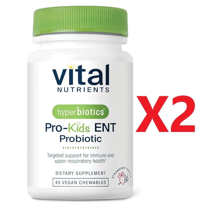 하이퍼바이오틱스 프로 <b>키즈 ENT</b> 어린이 구강 유산균 딸기 바닐라 45츄어블 2개