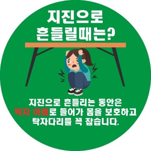 지진발생시2 행동요령 학교 회사 비상계단 스티커표지판 200x200mm