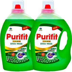 하루그린 퓨리핏 딥클린 실내건조 액체세제 3.1L 2개 일반 드럼겸용