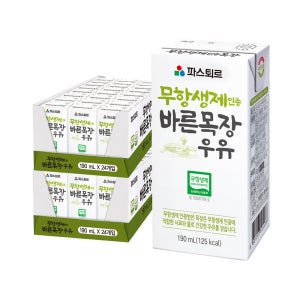 파스퇴르 무항생제 바른목장 우유 190ml, 48개
