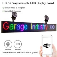 LED전광판 LED간판 홍보용 풀 컬러 자동차 LED 디스플레이 보드 P5 82cm 12V 실내 프로그래밍 가능 스크롤링 텍스트 메시지 광고 화면 SMD2121