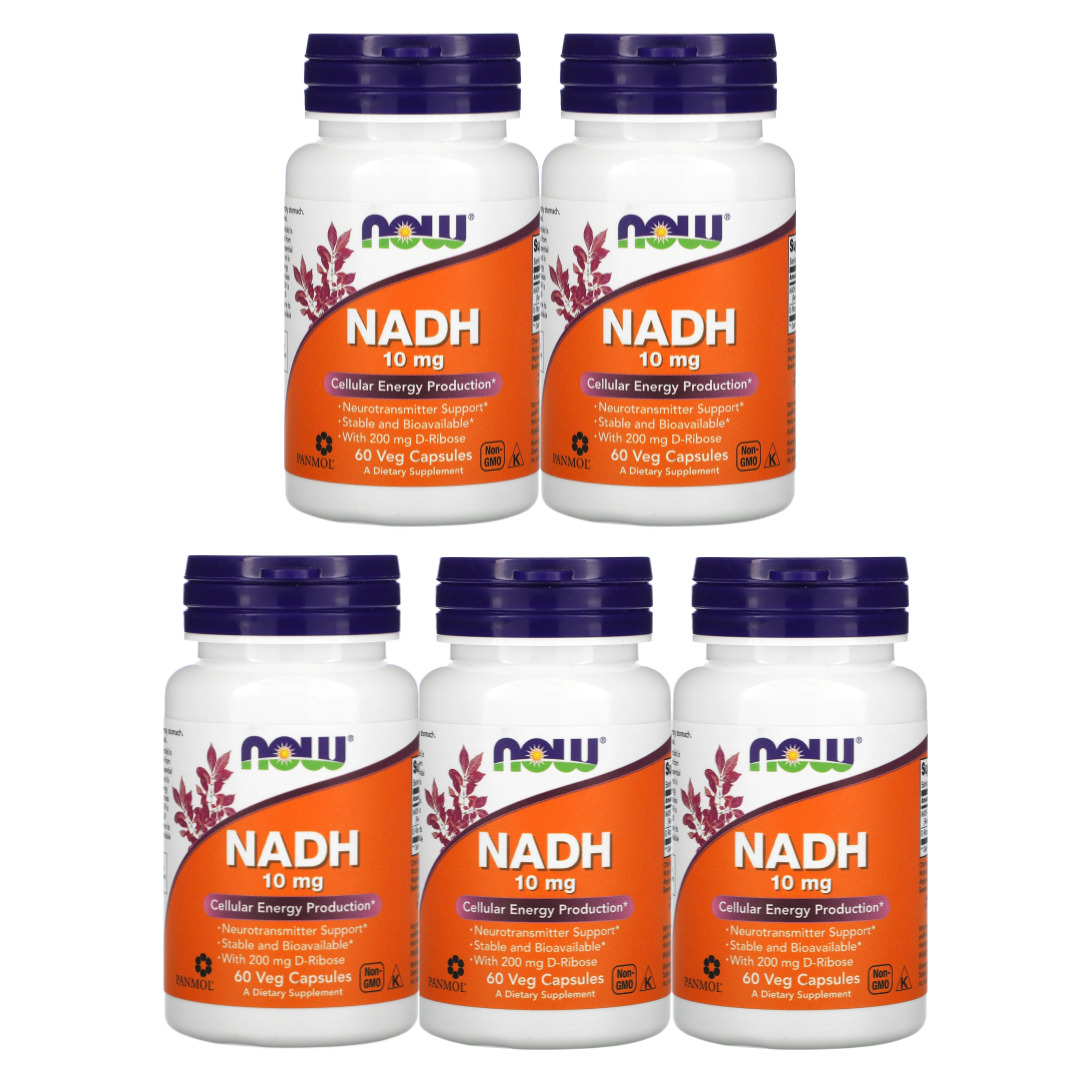 NOW Foods NADH 10mg 식물성 캡슐 60정 x 5 D-Ribose D-리보스
