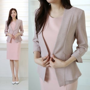 여름 7부 페플럼 노카라 자켓 여성정장 하객룩