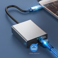 외장형 디지털 tv 티비 수신 카드 동글이 구글 TV용 4K USB C 타입이더넷 어댑터 네트워크 컴팩트 CRJ45 케이블 PD 60W 고속 충전기 지원