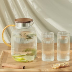 내열 유리물병 유리저그 냉장고 카페 물통 식당 업소용 1.8L 유리컵포함 세트