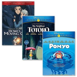 [DVD] [미국직수입DVD] 하울의 움직이는 성 + 이웃집 토토로 + 벼랑위의 포뇨 : 일본 애니메이션의 대표작 영어 DVD로 만나보세요!!