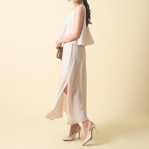 여름 쉬폰 민소매 나시 라운드 플레어 트임 맥시 롱 원피스 코디 (안젤라)