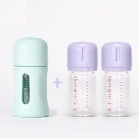 요한손베비스 안심유리젖병 160ml 세트 (내추럴스트림 S꼭지 적용) / 라벤더 & 스카이민트 3P