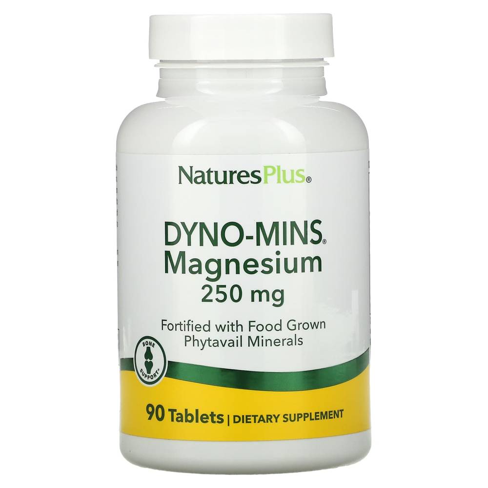 NaturesPlus, 네이처스플러스 <b>Dyno-Mins</b>, <b>마그네슘</b>, <b>250mg</b>, 90정