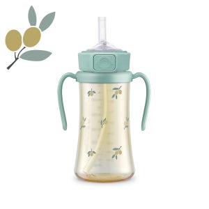 그로미미 6개월 아기 빨대컵 안새는빨대컵 올리브 300ml