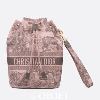 [DIOR] 디올 디올트래블 파우치 버킷 백 투알 드 주이 소바쥬 DIORTRAVEL POUCH Toile de Jouy Sauvage Gray Pink S5452ONTJ M45E