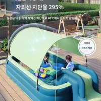 펜션 키즈 풀장 자동공기주입 미끄럼틀 가정용 수영장