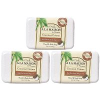 A LA MAISON Coconut Creme Bar Soap 비누 3개, 8.8oz