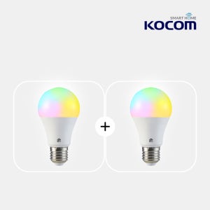 1+1 스마트 전구(2EA) IoT 블루투스 전구 밝기조절 1600만가지컬러