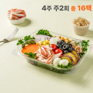 샐러드 정기배송 4주식단 배달 야채 도시락 샐러드 주2회 월화(총 16팩)
