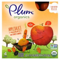 망고 Plum Organics, 당근 및 망고 함유 유기농 애플소스 매시업, 파우치 4개, 각 90g(3.17oz)