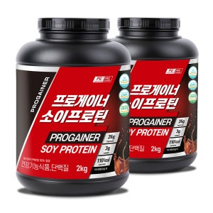 프로게이너 소이프로틴 식물성 분리대두단백질 ISP 콩단백질 프로틴보충제 초코맛, 2kg, 2개