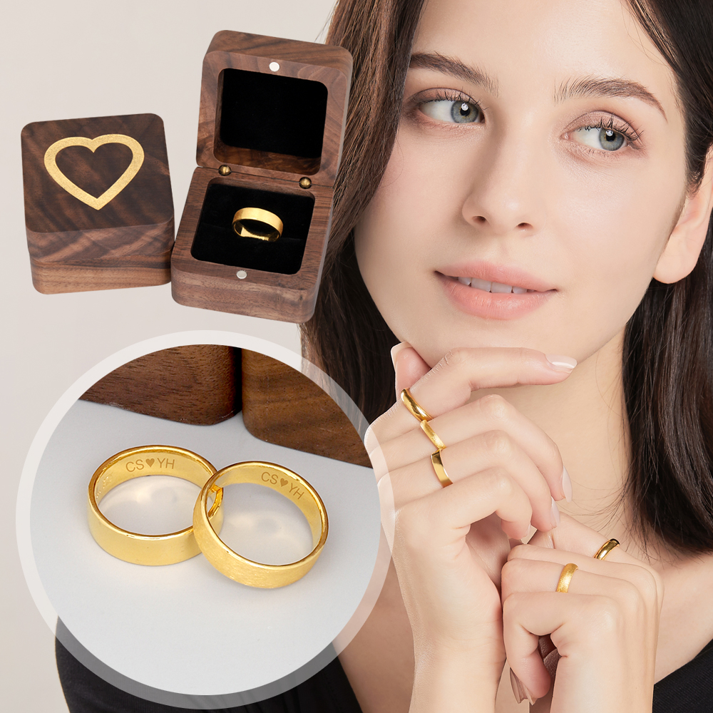 순금 엥게이지 반지 디자인 1.87g(반돈) 3.75g(1돈 한돈) 5.62g 여자 남자 커플링 평반지 쌍가락지 프로포즈 예물 원목반지함각인