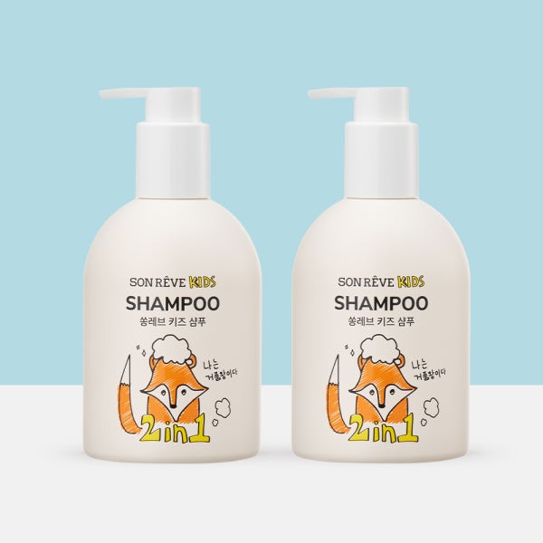 쏭레브 키즈 2in1 어린이 유아 샴푸 300ml 두피케어, 린스겸용, 사탕향 복숭아향