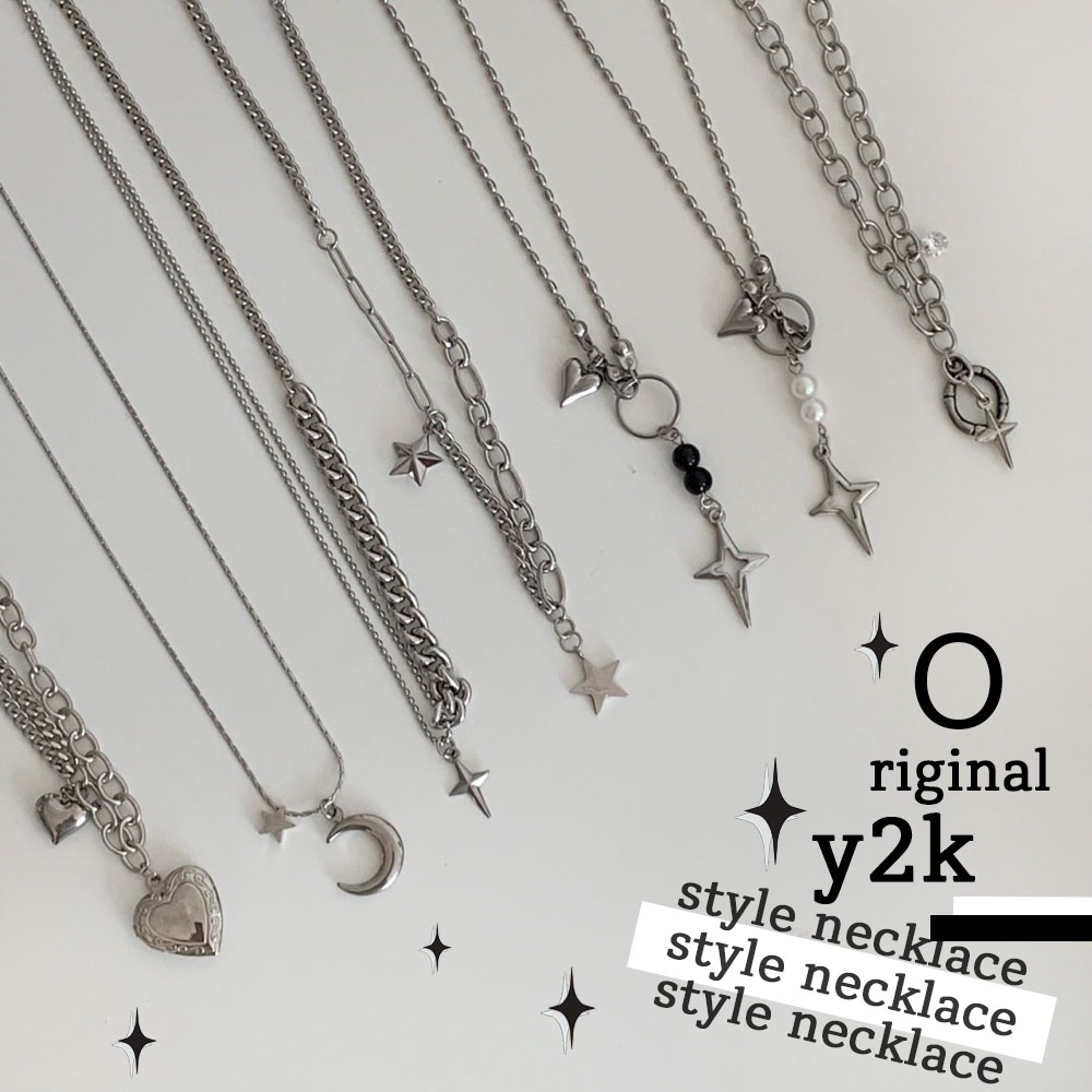[13type] <b>오리지널</b> y2k 스파클 별 달 <b>하트</b> 써지컬 목걸이 <b>볼드</b> 시크 실버 시리즈