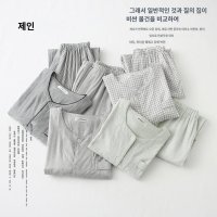 울랄라 파자마 일본 여름 남성 및 여성 반팔 크롭트 팬츠 칼라리스 커플 홈웨어 코튼 더블 레이어 원사 일본식 대형 사이즈로 수출