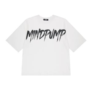 마인드펌프 레터링 나염 박스 오버핏 남여공용 반팔티(화이트-블랙)