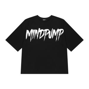 마인드펌프 레터링 나염 박스 오버핏 남녀공용 반팔티(블랙-화이트)