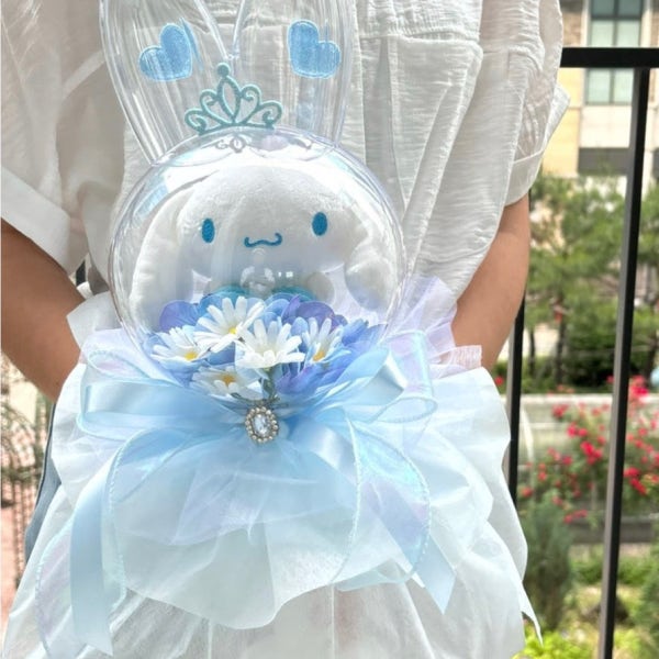 산리오꽃다발 시나모롤 블루 인형꽃다발 토끼 졸업식 연주회 재롱잔치 유치원 킨더조이 없음