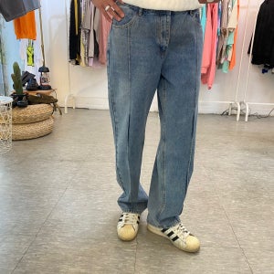 KILL STUDIOS 남자 절개 와이드 레귤러 데님 청바지 2 COLOR