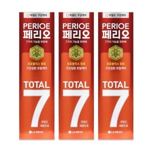 LG 페리오 토탈7 마일드 레몬민트 치약 140g 3개 프로폴리스 함유 구강질환 토탈케어