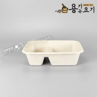 크라프트 펄프용기 LD1000-2 2칸 세트 펄프도시락 샌드위치 샐러드 크로플 베이커리 포장용기 (300개)