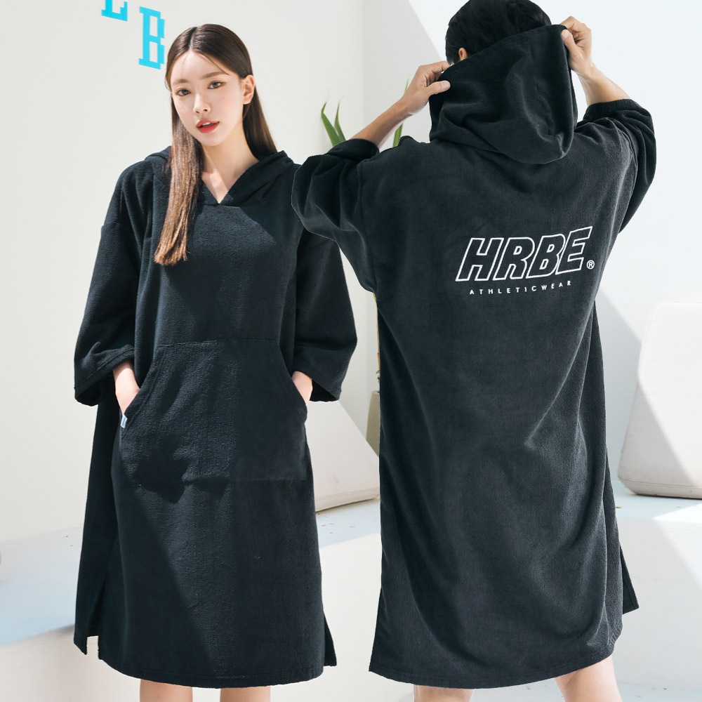 헤링본 커플 루즈핏 후드 판쵸타올 래쉬가드 남여공용 빅사이즈 커버업 비치웨어 TE509