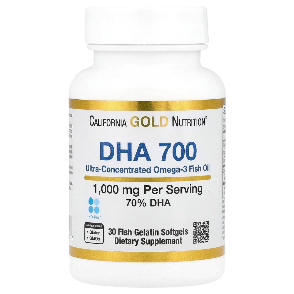 (아이허브) 캘리포니아골드뉴트리션 DHA <b>700</b> 피쉬 오일 제약 등급 1000<b>mg</b> 피쉬 젤라틴 소프트젤 30정 <b>해외</b>직구
