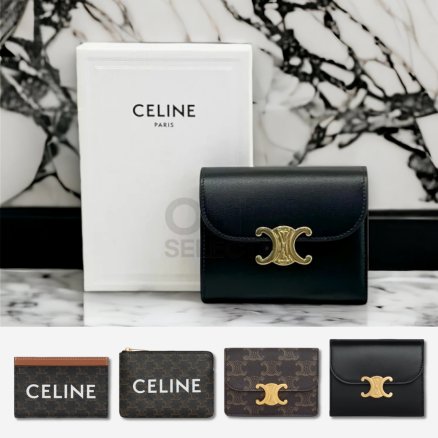 (국내배송) 셀린느 트리오페 트리옹프 로고 카드지갑 명품홀더 블랙 탄 브라운