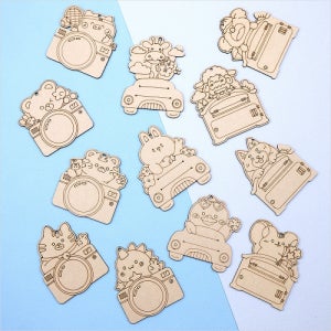 파스텔클레이 팬시 우드 동물 카메라 자동차 우체통 이름표 열쇠고리